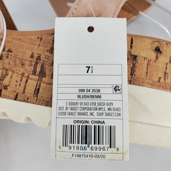 Universal Thread‎ Womens 7.5 Benni Heels Sporty Platform Sandals Blush New - Picture 6 of 6